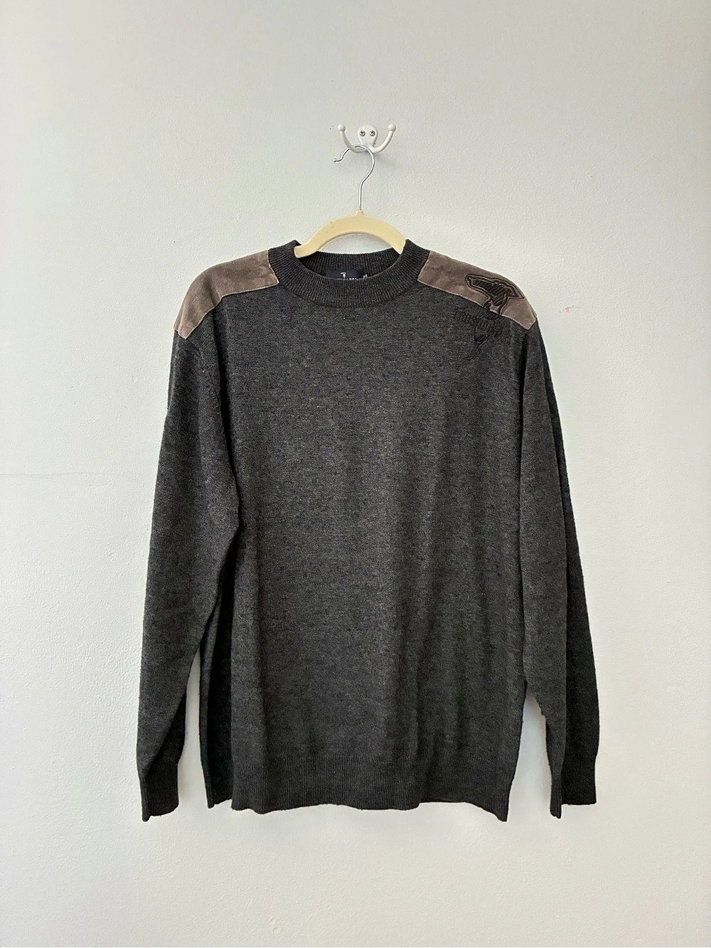 Trussardi Jeans Wool Crewneck Sweater Gray XXL